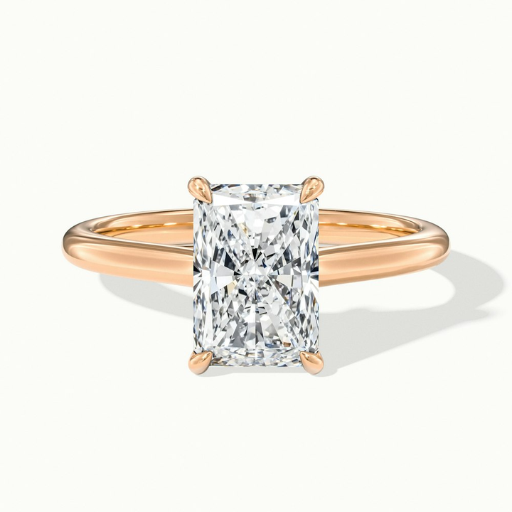 Daisy 3.5 Carat Radiant Cut Solitaire Lab Grown Diamond Ring in 10k Rose Gold