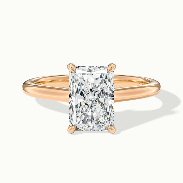 Alia 1 Carat Radiant Cut Solitaire Moissanite Engagement Ring in 10k Rose Gold