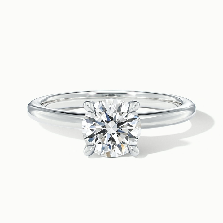 Zoey 2 Carat Round Solitaire Moissanite Engagement Ring in 10k White Gold
