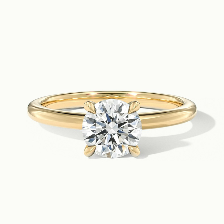 Diana 3.5 Carat Round Solitaire Lab Grown Diamond Ring in 10k Yellow Gold