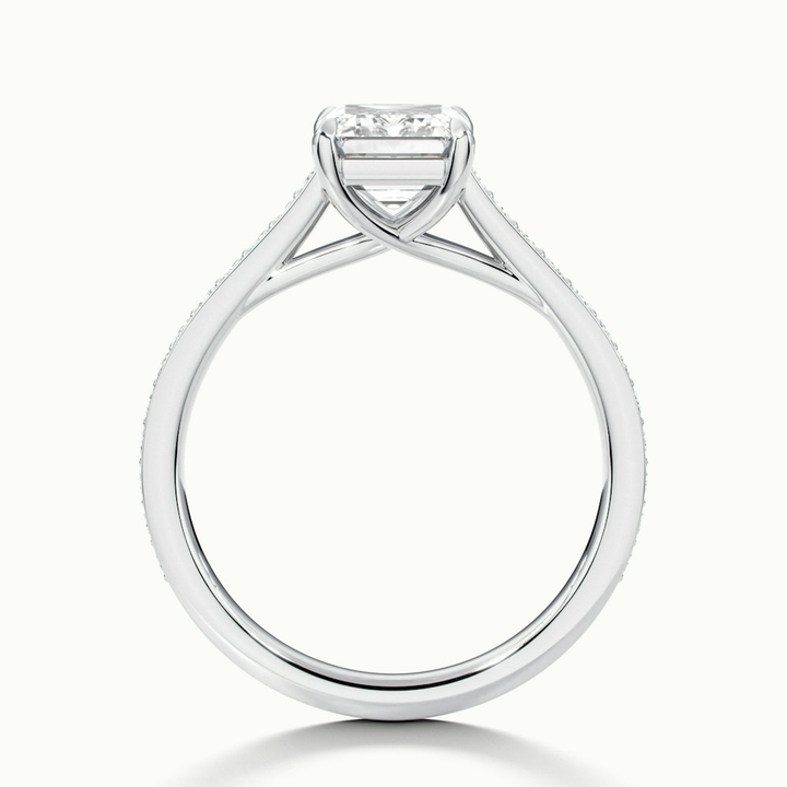 Faye 2.5 Carat Emerald Cut Solitaire Pave Lab Grown Engagement Ring in 14k White Gold