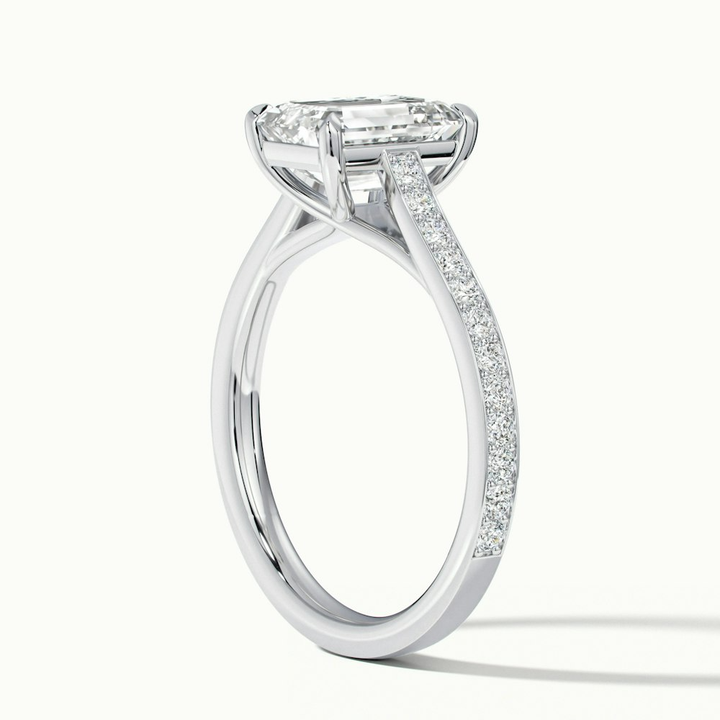 Enni 5 Carat Emerald Cut Solitaire Pave Moissanite Diamond Ring in Platinum