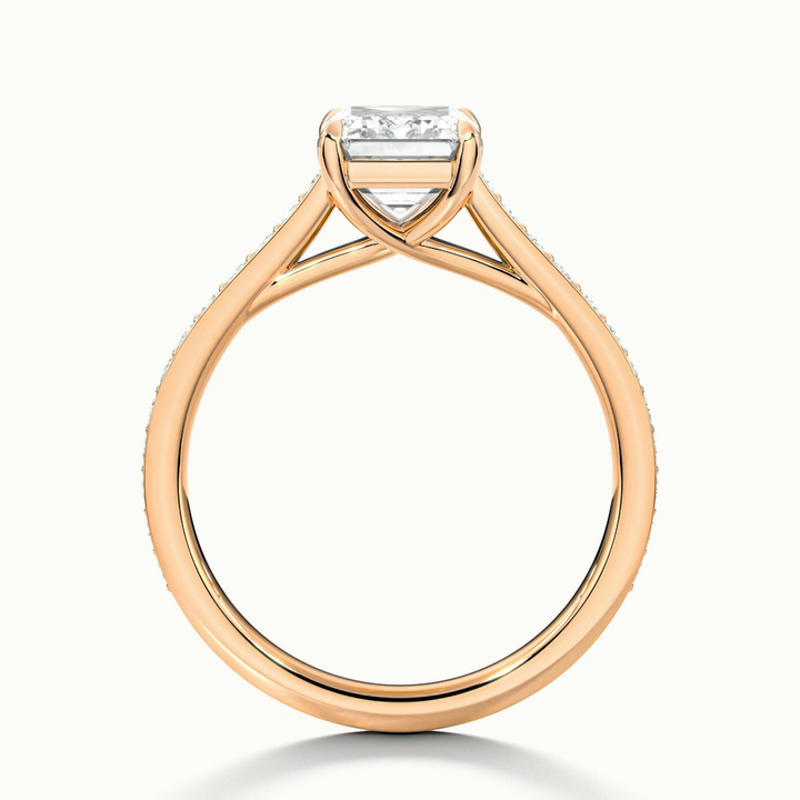 Faye 2.5 Carat Emerald Cut Solitaire Pave Lab Grown Engagement Ring in 10k Rose Gold