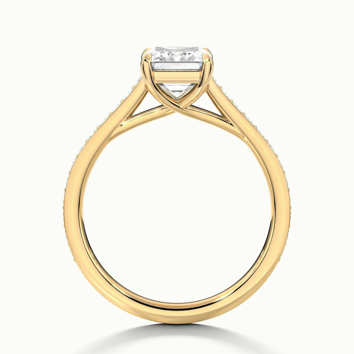 Faye 2 Carat Emerald Cut Solitaire Pave Lab Grown Engagement Ring in 10k Yellow Gold
