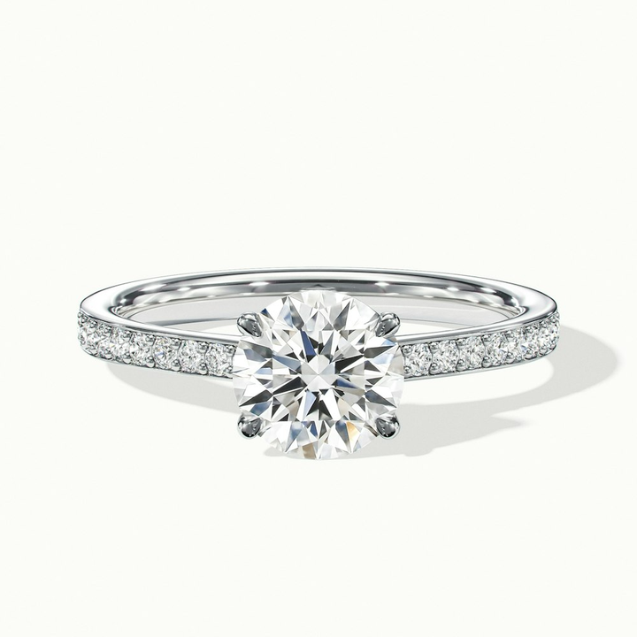 Vivi 8 Carat Round Cut Solitaire Pave Moissanite Engagement Ring in 14k White Gold