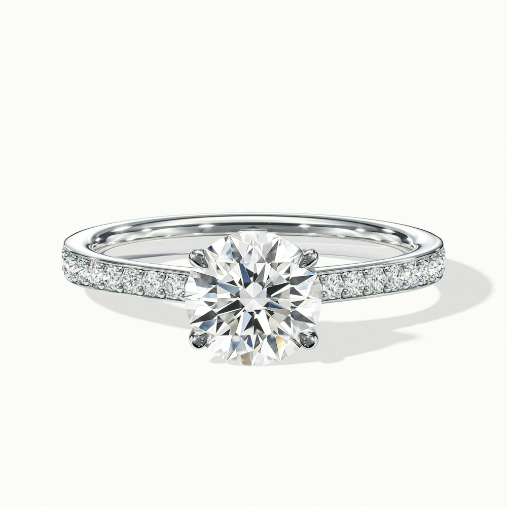 Vivi 7 Carat Round Cut Solitaire Pave Moissanite Engagement Ring in 14k White Gold