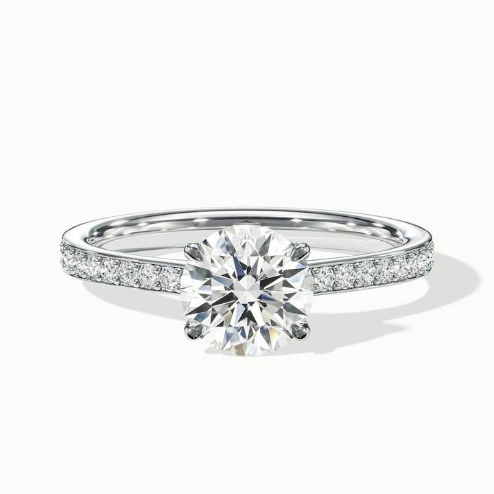 Elma 2 Carat Round Cut Solitaire Pave Moissanite Diamond Ring in 18k White Gold