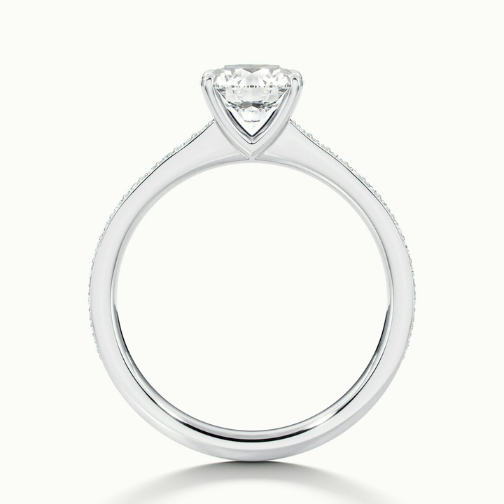 Vivi 9 Carat Round Cut Solitaire Pave Moissanite Engagement Ring in 10k White Gold