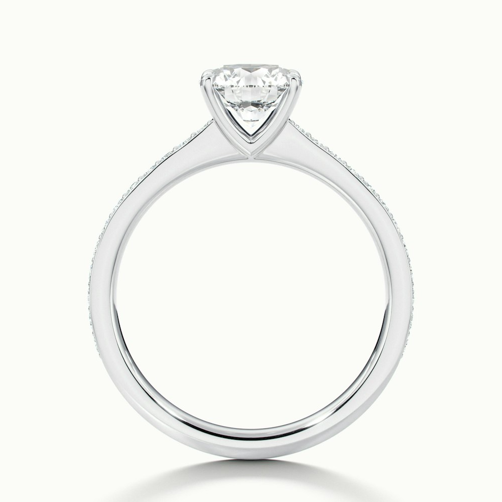 Elma 2 Carat Round Cut Solitaire Pave Moissanite Diamond Ring in 10k White Gold