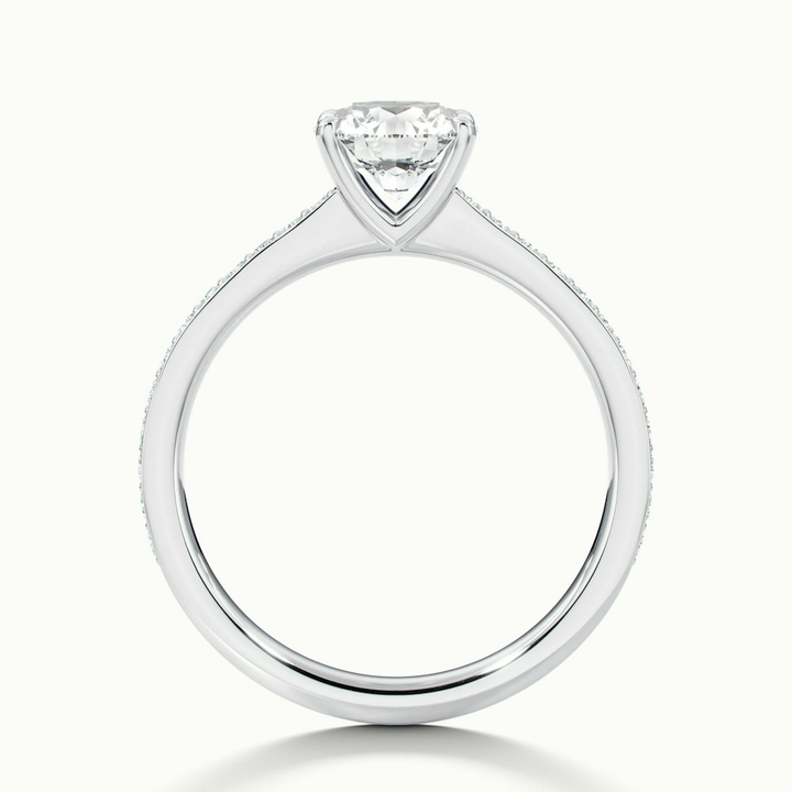 Elma 1.5 Carat Round Cut Solitaire Pave Moissanite Diamond Ring in 10k White Gold