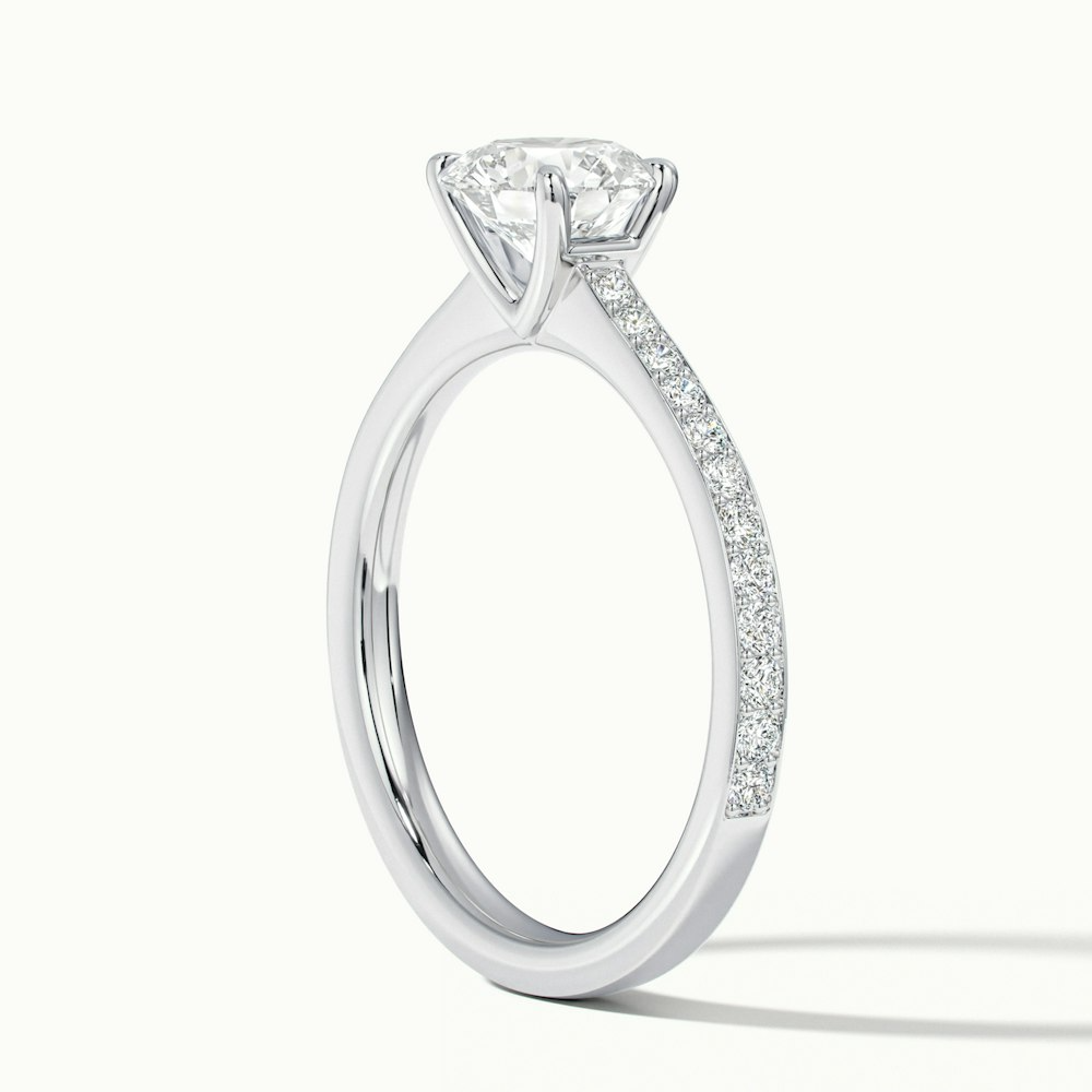 Kate 3.5 Carat Round Cut Solitaire Pave Lab Grown Engagement Ring in 18k White Gold