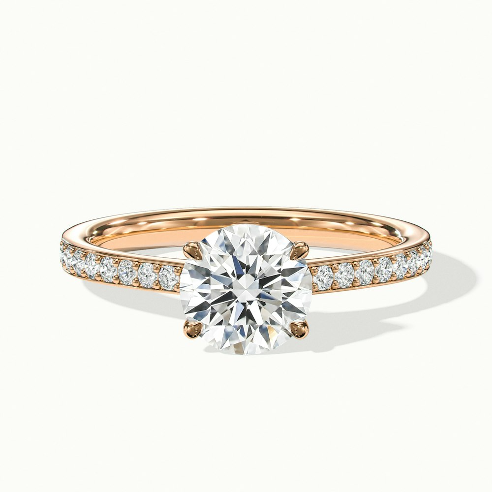 Vivi 8 Carat Round Cut Solitaire Pave Moissanite Engagement Ring in 14k Rose Gold