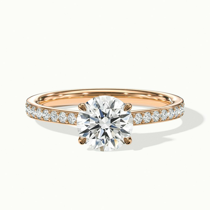 Kate 3.5 Carat Round Cut Solitaire Pave Lab Grown Engagement Ring in 10k Rose Gold