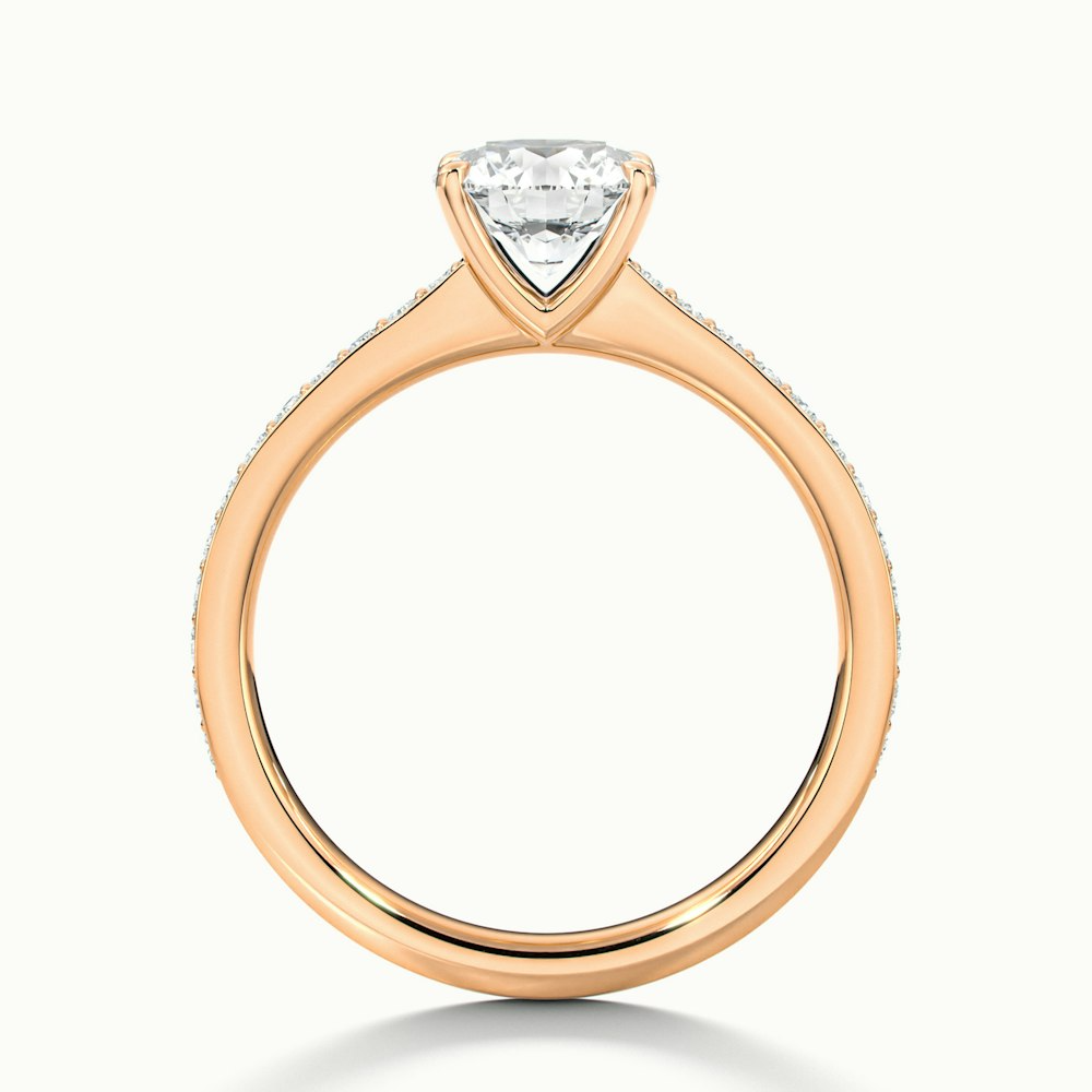 Elma 5.5 Carat Round Cut Solitaire Pave Moissanite Diamond Ring in 18k Rose Gold