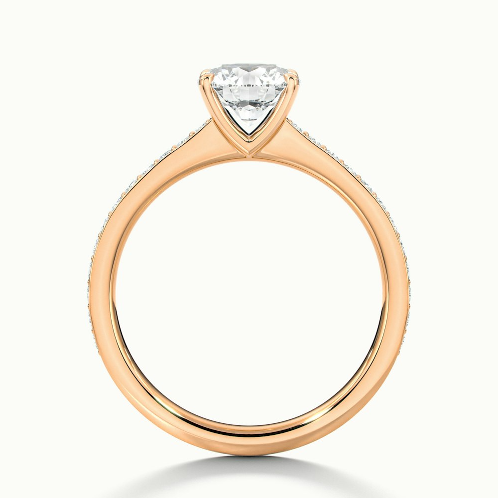 Elma 2.5 Carat Round Cut Solitaire Pave Moissanite Diamond Ring in 18k Rose Gold