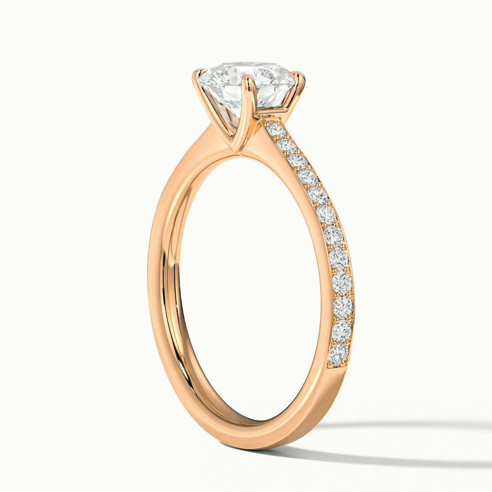 Kate 1 Carat Round Cut Solitaire Pave Lab Grown Engagement Ring in 18k Rose Gold