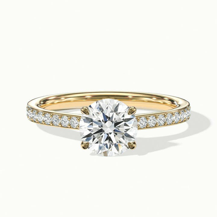 Kate 3.5 Carat Round Cut Solitaire Pave Lab Grown Engagement Ring in 10k Yellow Gold