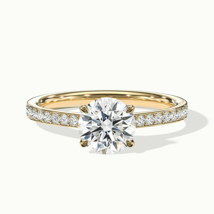 Elma 1.5 Carat Round Cut Solitaire Pave Moissanite Diamond Ring in 18k Yellow Gold