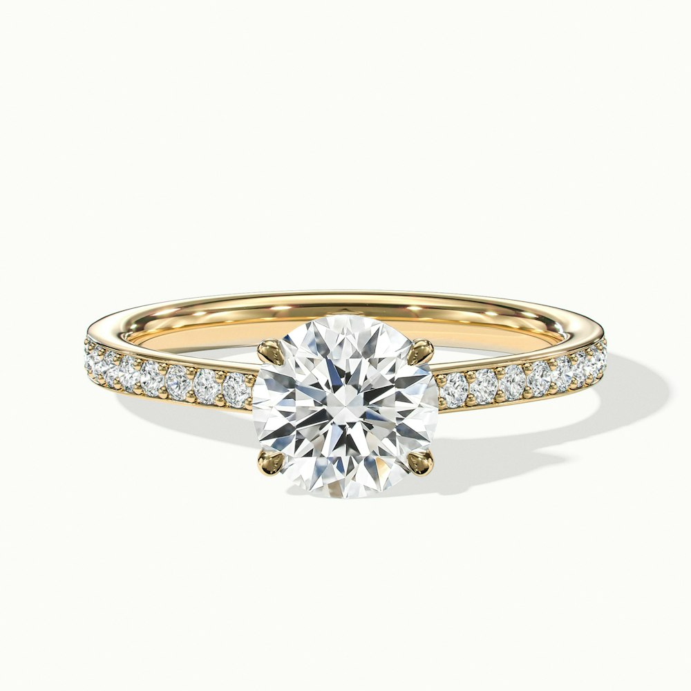 Kate 2 Carat Round Cut Solitaire Pave Lab Grown Engagement Ring in 10k Yellow Gold
