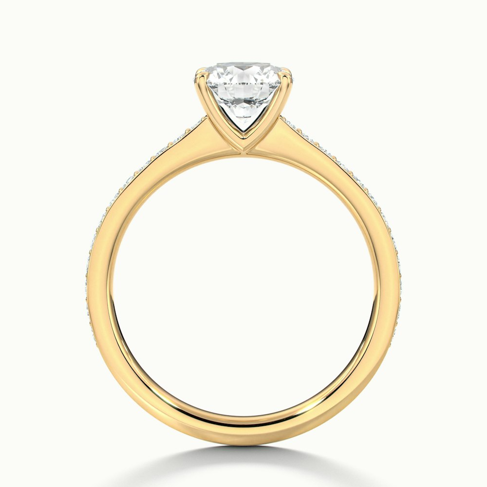 Kate 3 Carat Round Cut Solitaire Pave Lab Grown Engagement Ring in 18k Yellow Gold