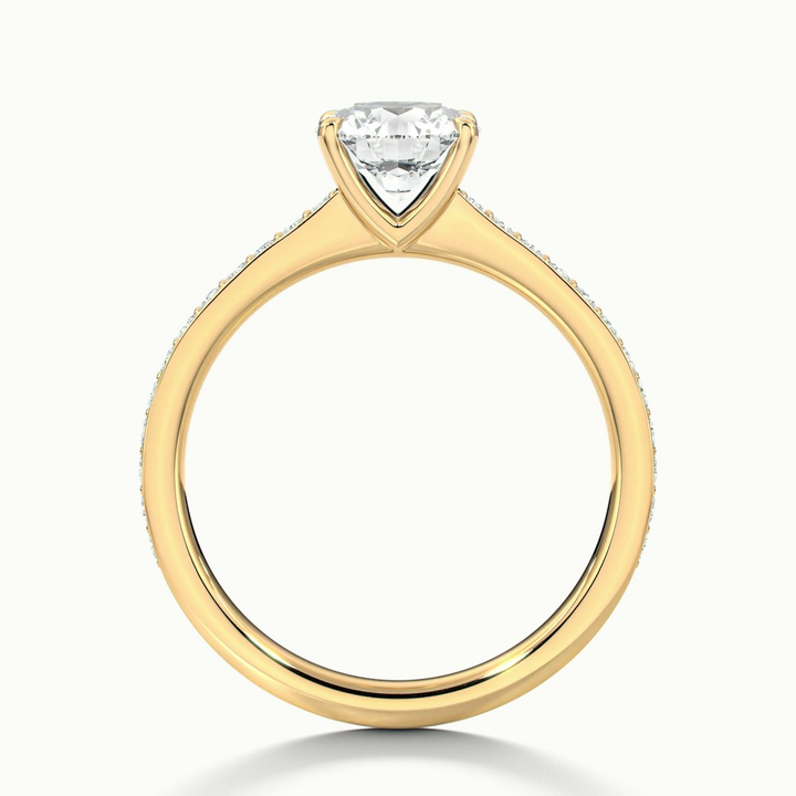 Kate 3.5 Carat Round Cut Solitaire Pave Lab Grown Engagement Ring in 18k Yellow Gold