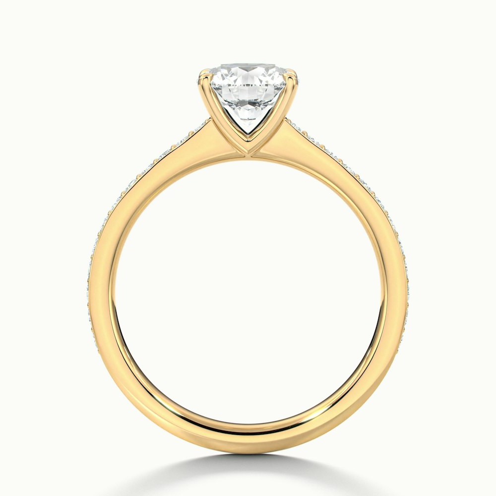 Elma 1.5 Carat Round Cut Solitaire Pave Moissanite Diamond Ring in 18k Yellow Gold