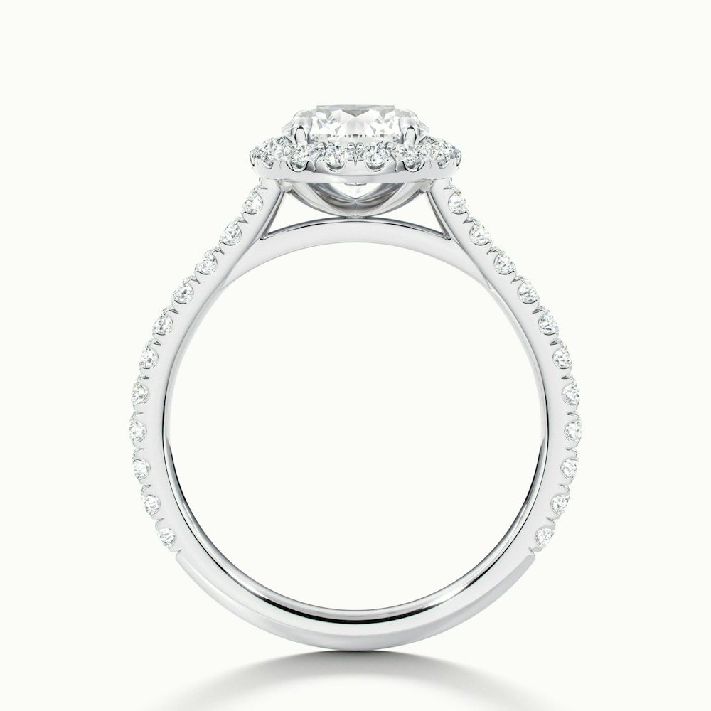 Pearl 3 Carat Round Halo Pave Moissanite Diamond Ring in 10k White Gold