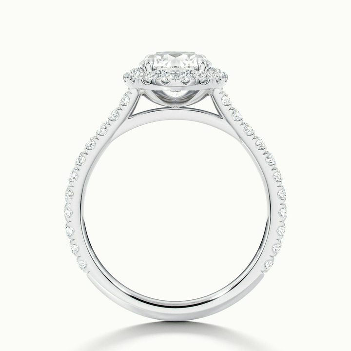 Pearl 1.5 Carat Round Halo Pave Moissanite Diamond Ring in 10k White Gold