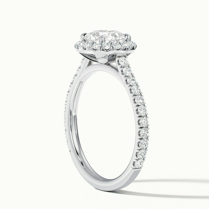 Tara 7 Carat Round Halo Pave Moissanite Engagement Ring in 18k White Gold