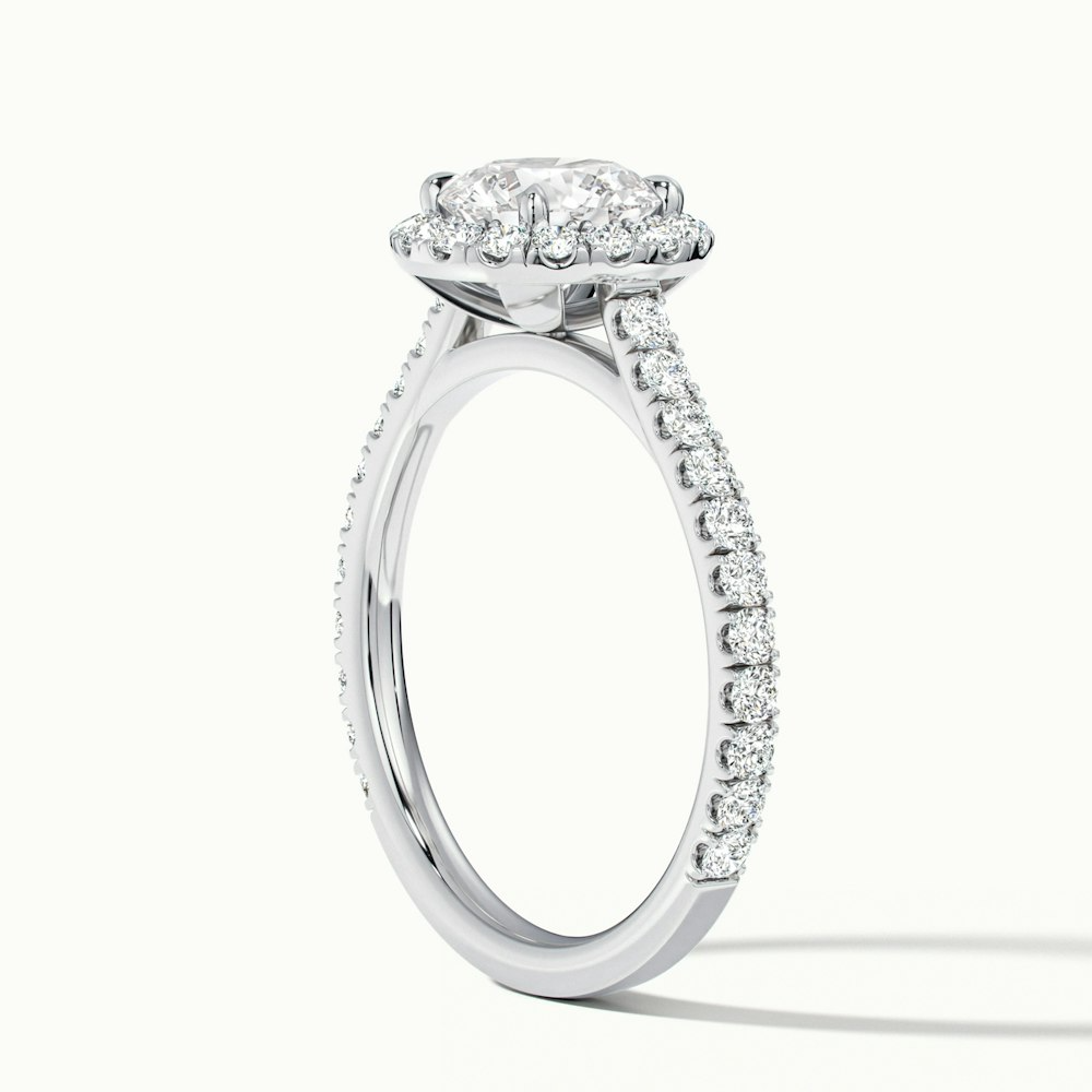 Ava 1.5 Carat Round Halo Pave Lab Grown Engagement Ring in 10k White Gold