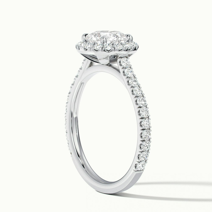 Ava 1 Carat Round Halo Pave Lab Grown Engagement Ring in 10k White Gold