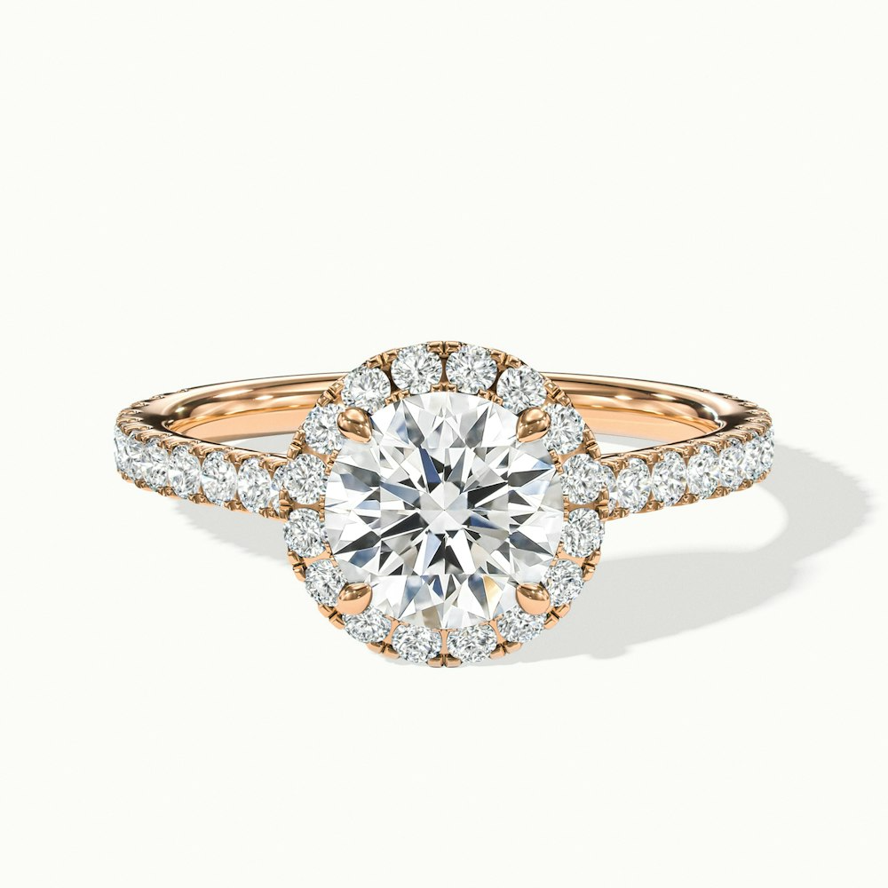 Ava 5 Carat Round Halo Pave Lab Grown Engagement Ring in 10k Rose Gold