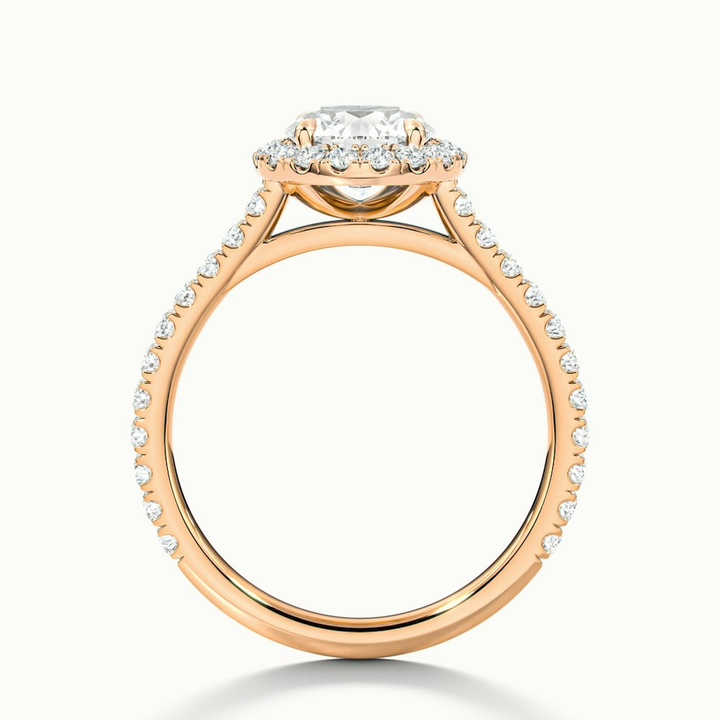 Pearl 3 Carat Round Halo Pave Moissanite Diamond Ring in 14k Rose Gold