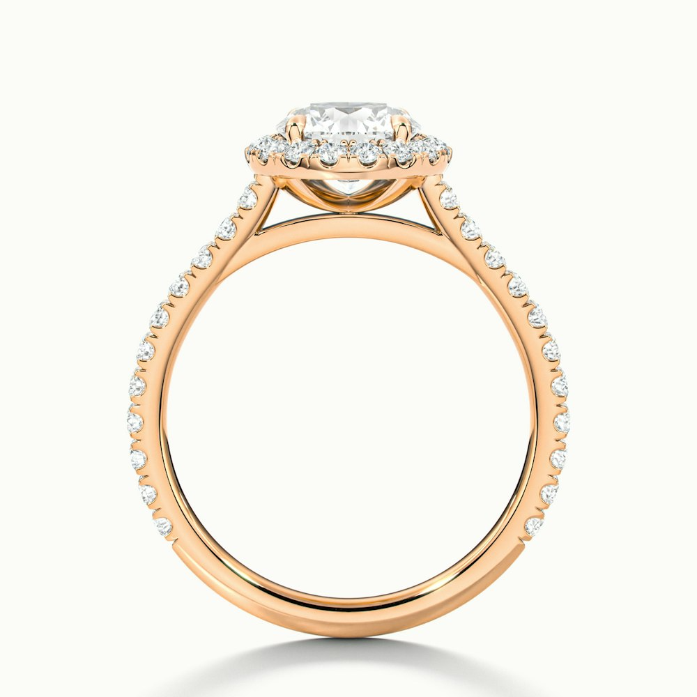 Pearl 1.5 Carat Round Halo Pave Moissanite Diamond Ring in 10k Rose Gold