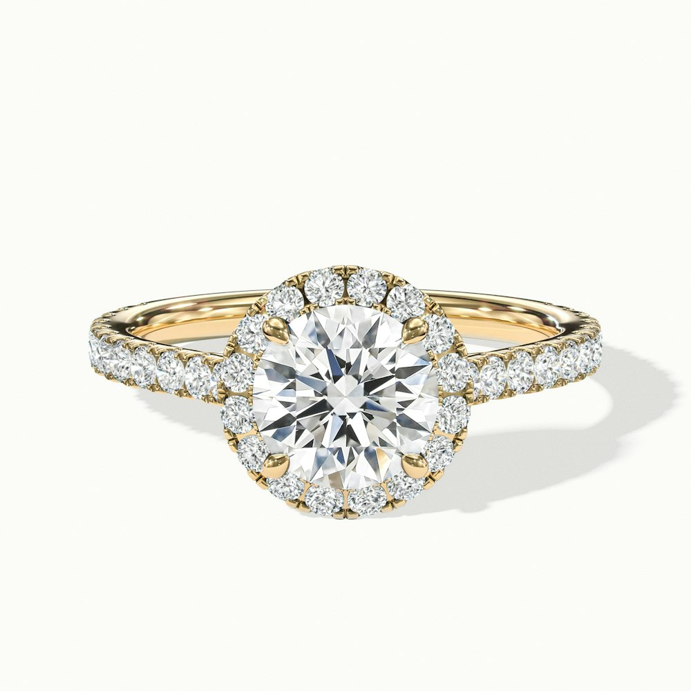 Tara 6 Carat Round Halo Pave Moissanite Engagement Ring in 10k Yellow Gold