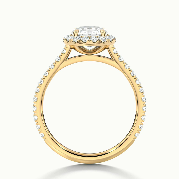 Ava 1.5 Carat Round Halo Pave Lab Grown Engagement Ring in 18k Yellow Gold