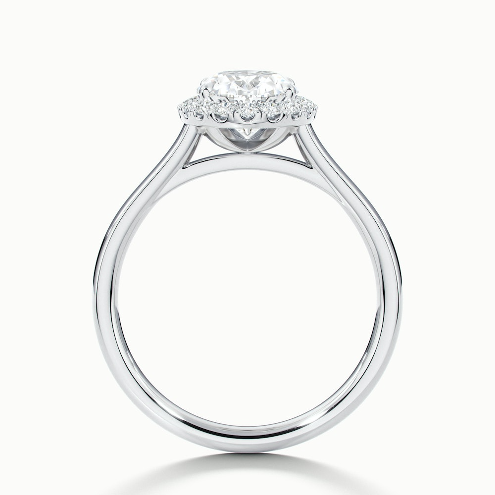 Sofia 2 Carat Oval Halo Moissanite Diamond Ring in 18k White Gold