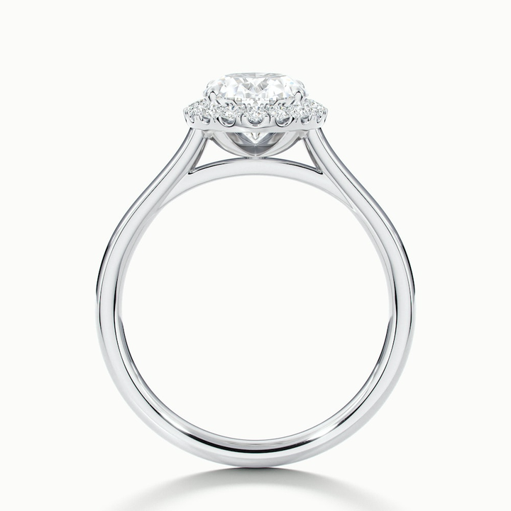 Mira 5 Carat Oval Halo Lab Grown Engagement Ring in 10k White Gold