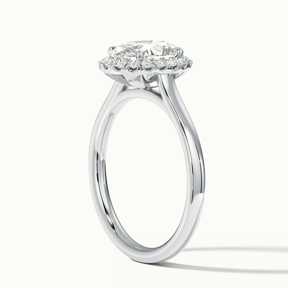 Mira 2 Carat Oval Halo Lab Grown Engagement Ring in 18k White Gold