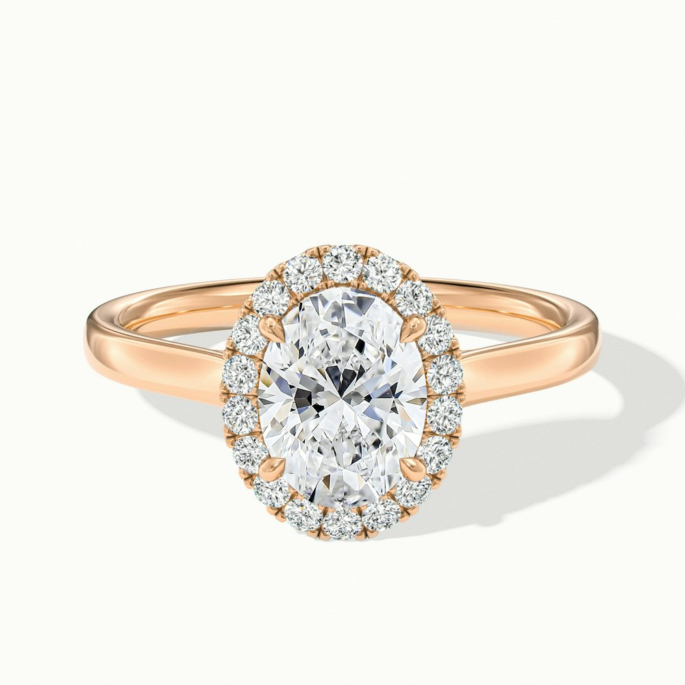 Tacy 9 Carat Oval Halo Moissanite Engagement Ring in 18k Rose Gold