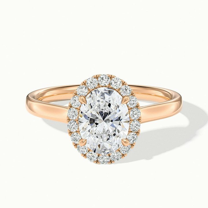 Sofia 2.5 Carat Oval Halo Moissanite Diamond Ring in 18k Rose Gold