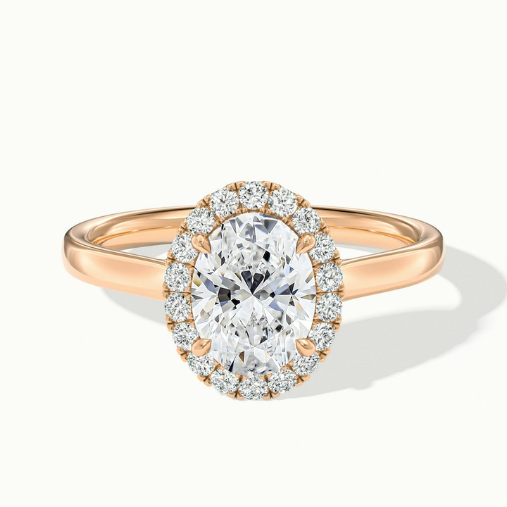 Mira 1 Carat Oval Halo Lab Grown Engagement Ring in 18k Rose Gold