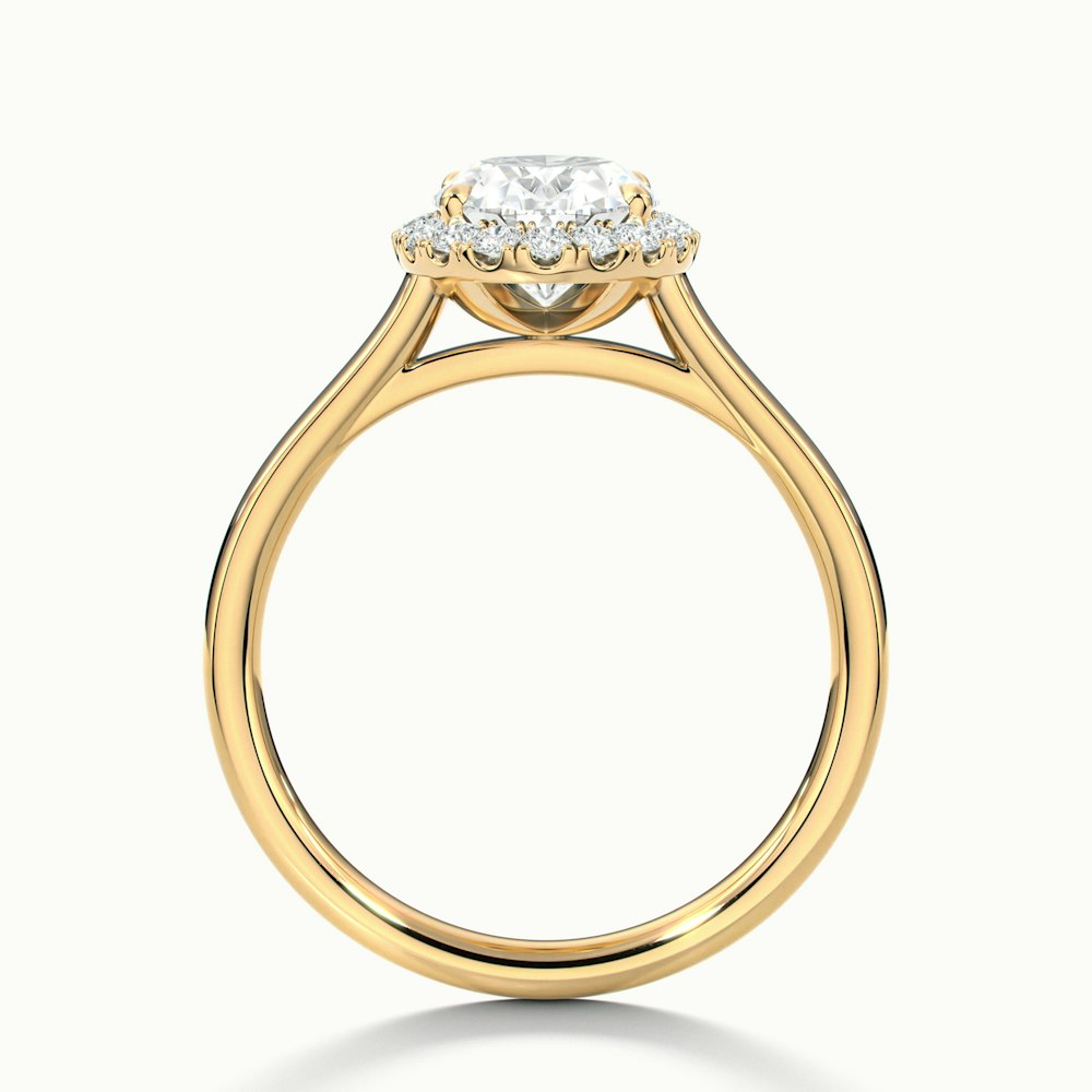 Mira 1 Carat Oval Halo Lab Grown Engagement Ring in 14k Yellow Gold