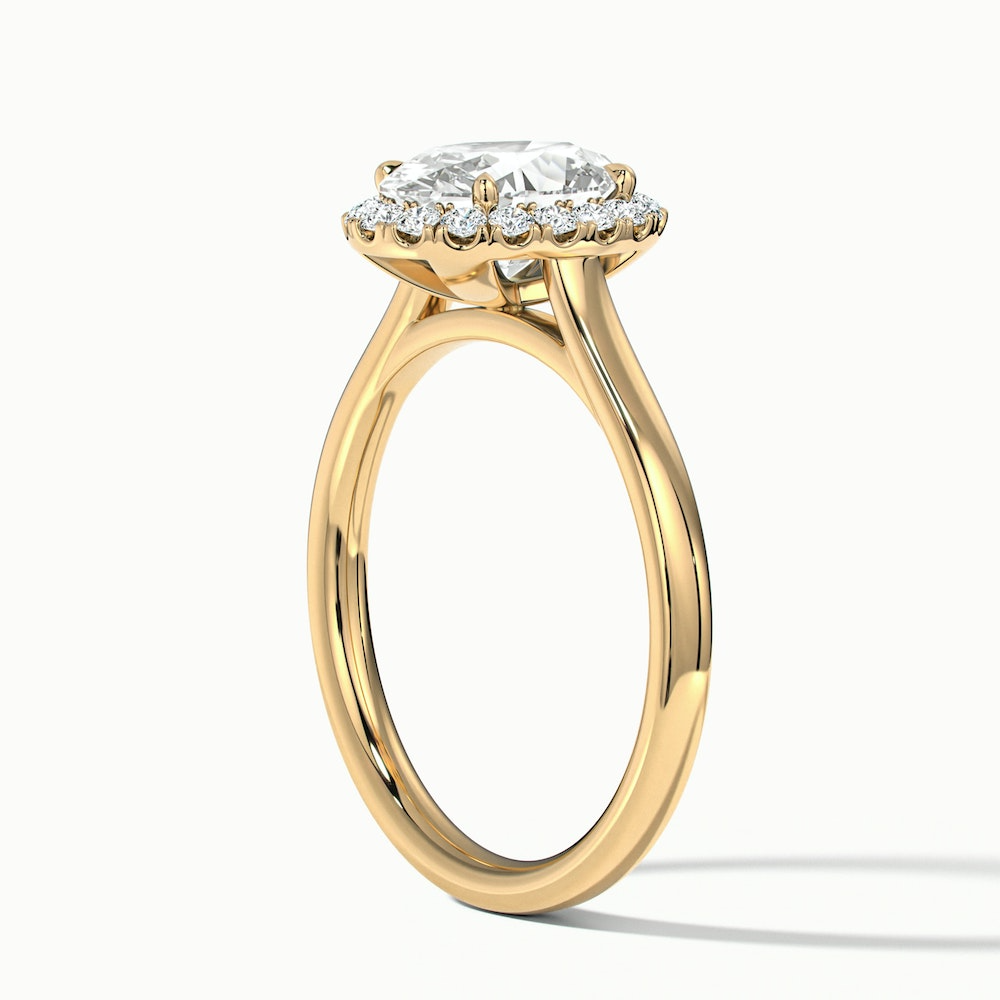 Mira 1 Carat Oval Halo Lab Grown Engagement Ring in 18k Yellow Gold