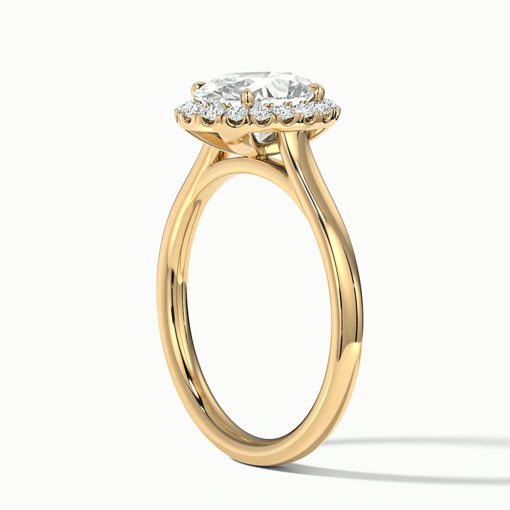 Sofia 1 Carat Oval Halo Moissanite Diamond Ring in 14k Yellow Gold