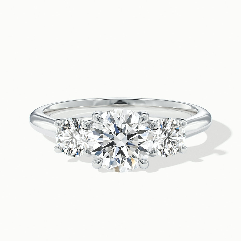 Lyra 5 Carat Round 3 Stone Lab Grown Engagement Ring in 10k White Gold