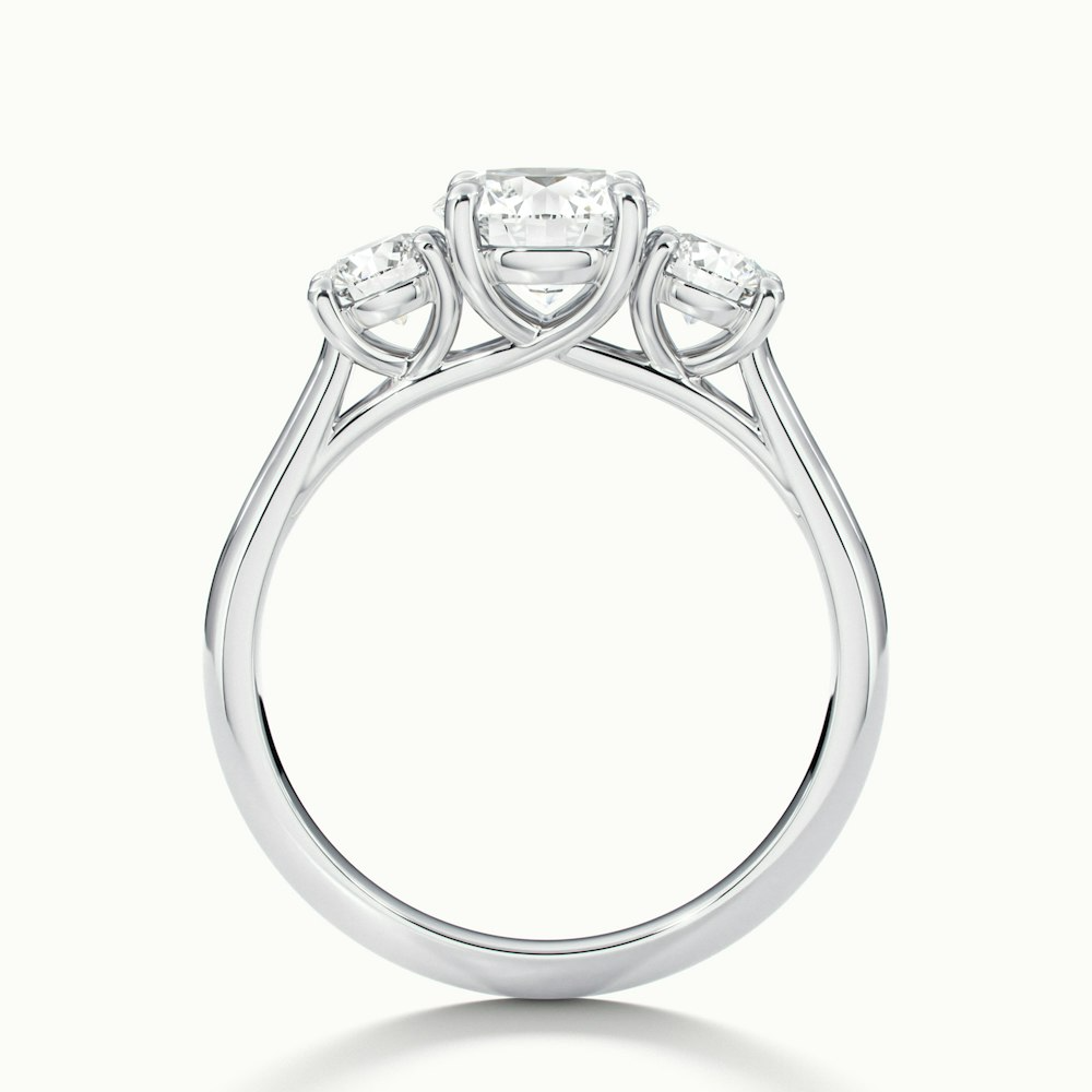 Lyra 4.5 Carat Round 3 Stone Lab Grown Engagement Ring in 14k White Gold