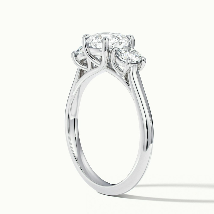 Skye 6 Carat Round 3 Stone Moissanite Engagement Ring in 14k White Gold