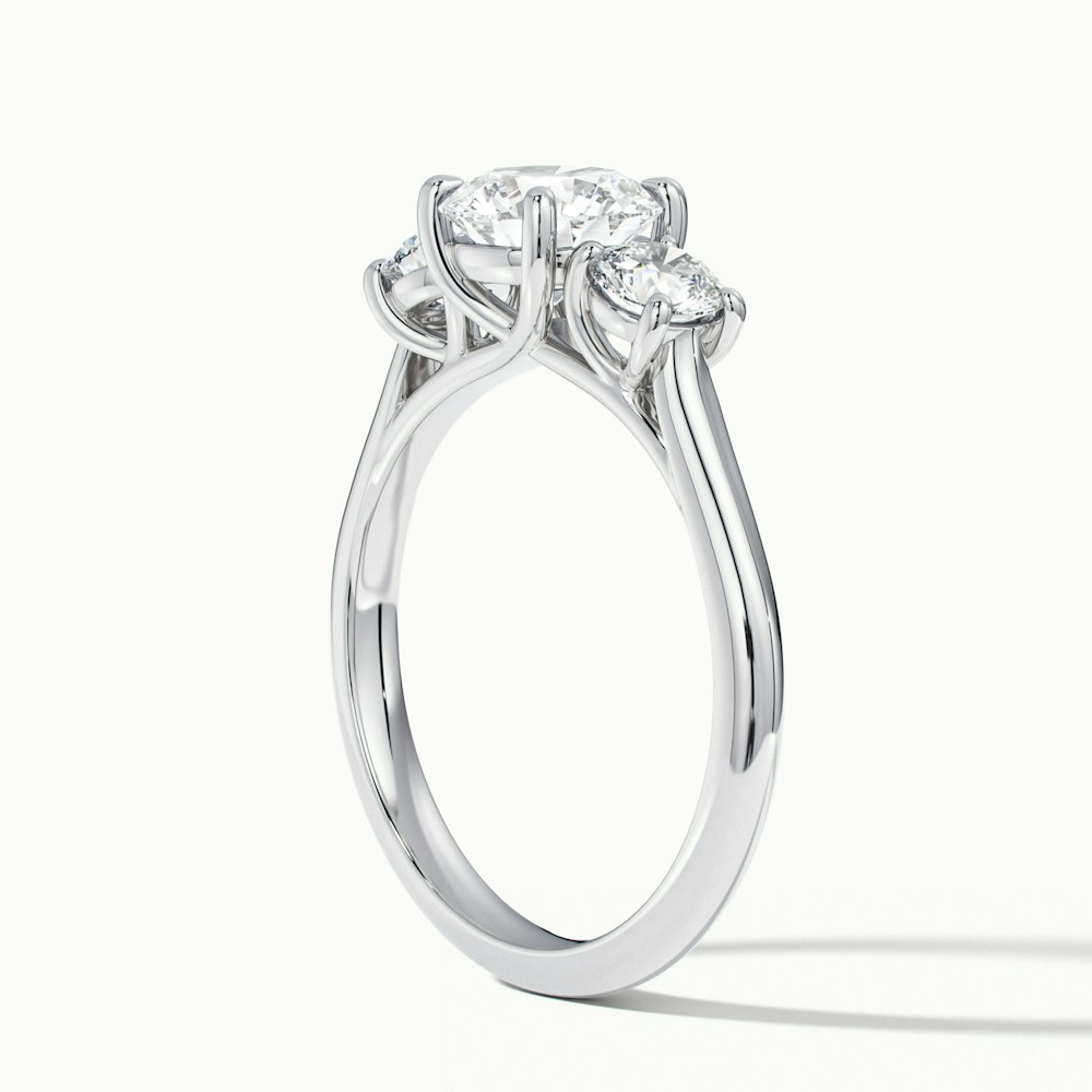 Lyra 3.5 Carat Round 3 Stone Lab Grown Engagement Ring in 10k White Gold