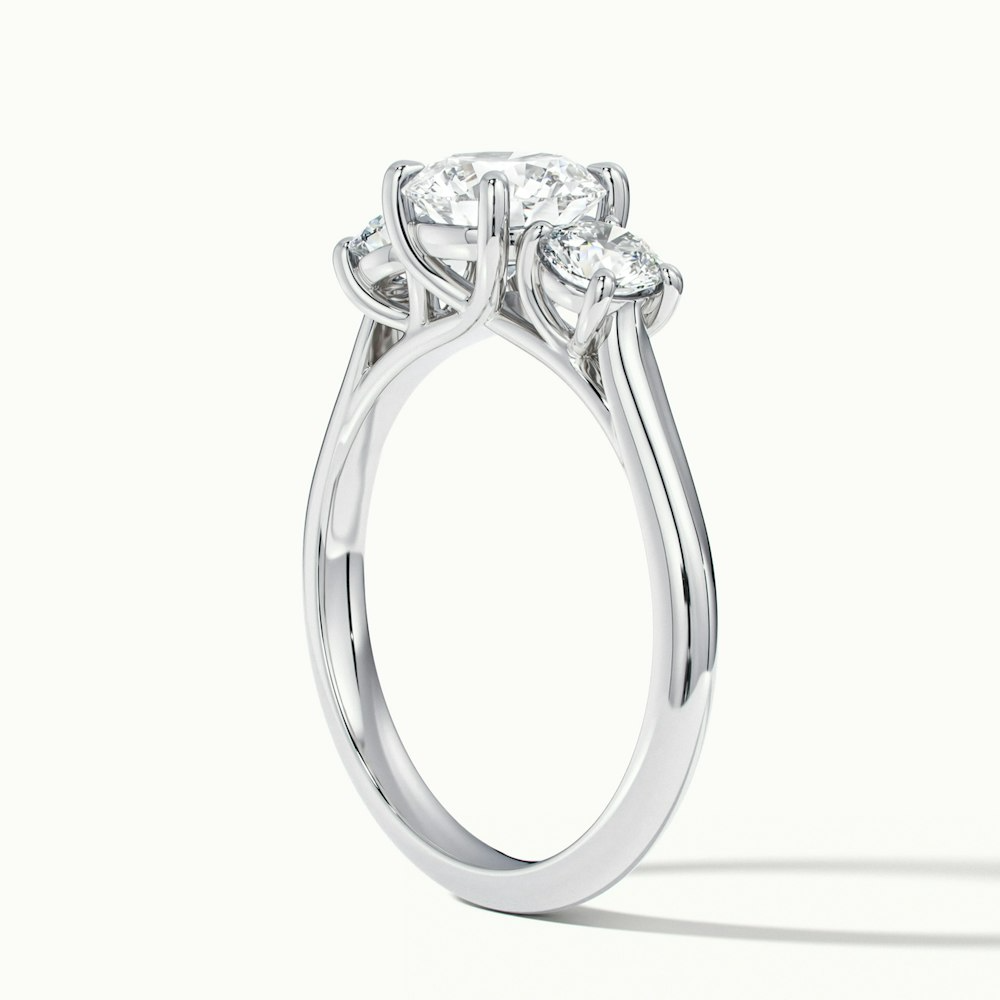 Lyra 5 Carat Round 3 Stone Lab Grown Engagement Ring in 10k White Gold